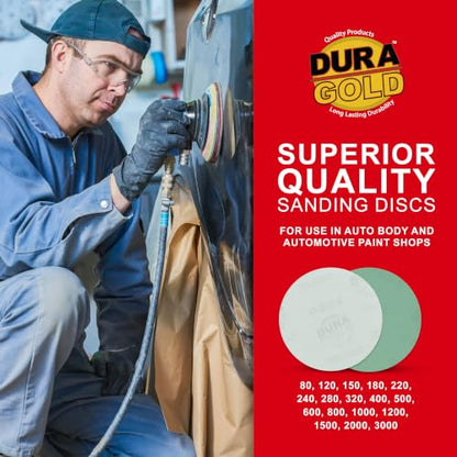 Dura-Gold 5" Green Film Sanding Discs, 1200 Grit, Box of 50, Hook & Loop - size: 1200-Grit