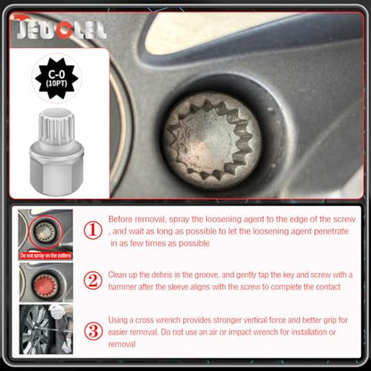 ABC0/10PT Wheel Locking Nut Key Compatible with VW, Audi - color: ABC0/10PT