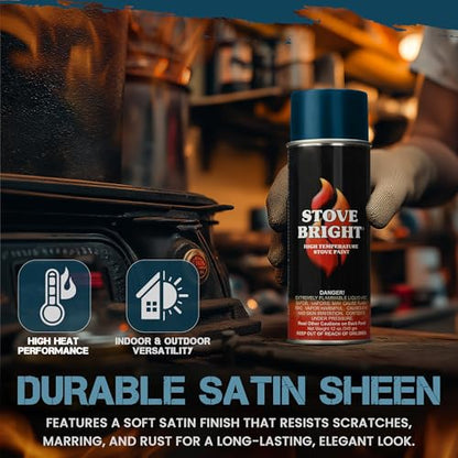 Stove Bright 8105 High Temp Spray Paint, Metallic Blue, 12 Oz, 1200°F