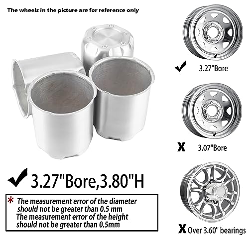 4Pcs 3.27" OD 3.72" H Gear Style Trailer Wheel Center Caps for Rim - size: 3.27" OD 3.72" H