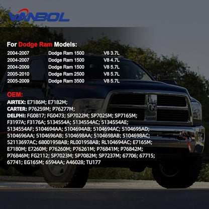 Electric Fuel Pump Module Assembly Compatible with 2004-2010 Dodge Ram 1500 2500 3500 3.7L 4.7L 5.7L Replace E7186M E7182M VANBOL0130 with Short Bed 26 Gal. 34 Gallon Tank O-ring Pickup Truck