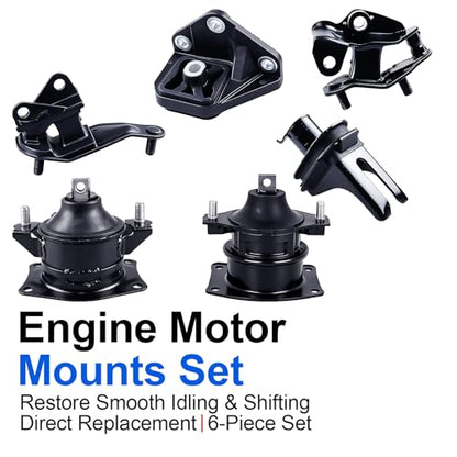 6PCS Engine Motor Mount Set Compatible with Accord 2003-2007 L4 2.4L Auto - size: 2003-2007 Honda Accord 2.4L Auto