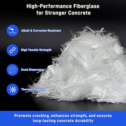 8.8 LB Fiberglass for Concrete, Chopped Fiberglass Strand with 3/4” Length for Cement Plaster Mortar Reinforcement, Anti-Crack Anti-Seepage Concretes Fiber Mix Additive for Wall Garden Floor Building - size: 8.8LB