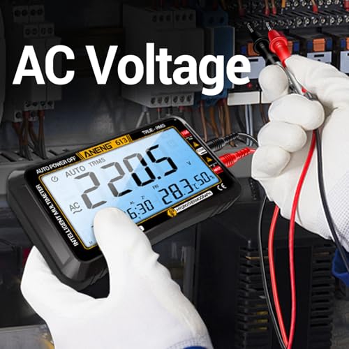 ANENG Digital Multimeter Tester,4000 Counts Voltage Tester,Auto-Ranging TRMS Volt Meter,Large LCD Ohm Meter Measures AC/DC Current,Voltage,Resistance, Diode,Continuity,Capacitance,Temperature - style: 613 Black Large Screen
