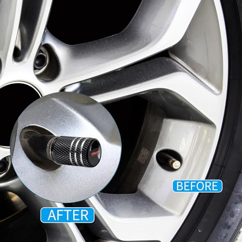 Tire Valve Stem Caps for GMC Metal Car Wheel Air caps Auto Valve Stem Caps Accessories 4 Pack Black - color: Black-6