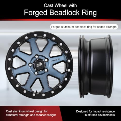 Tusk 4/156 Uinta Beadlock Wheel - 14x7, 4.0+3.0, Gunmetal/Black