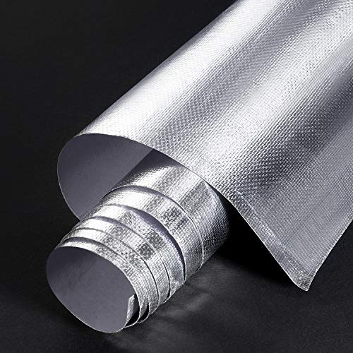 BBTO Heat Reflective Sheet Adhesive Backed Aluminized Fiberglass Heat Shield Tape Protection Barrier Heat Shield Resistant Material for Hose and Auto Use Heat Insulation Sheet(Silver, 12 x 60 Inch) - color: Silver, size: 12 x 60 Inch