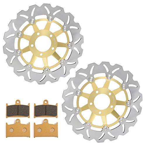 Front Brake Disc Rotors and Pads Kit for Suzuki GSXR600 92 93 GSXR 750 1988-1993 GSX-R 1100 89-92 - color: Gold, size: GSX-R 1100 89-92 GSXR600 92 93 GSXR 750 88-93