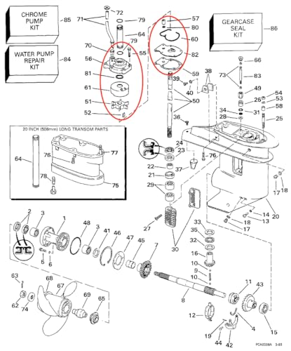 393630 Outboard Water Pump Impeller Kit for Evinrude Johnson 20-35 HP Motor - size: 20-30 HP