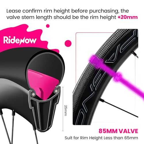 RideNow 85 mm Tubeless Presta Valve Stems, 7075 Aluminum, Purple, Pair - color: Purple, size: 85mm