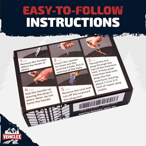 Vehiclex Flat Tire Repair Plugs - 30pcs Heavy Duty Plug and Patch Kit for Emergency Repairs (Pack of 2) - color: Brown, size: 30 pcs (Pack of 2)
