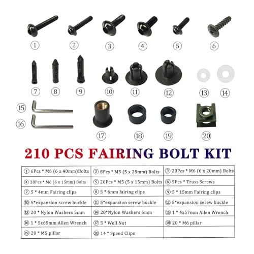 210pcs Motorcycle Fairing Bolts Kit for Sportbike Green - color: Green