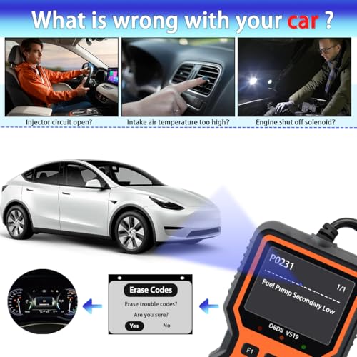 OBD2 Scanner Diagnostic Tool - Check Engine Light Code Reader, Reset Function, Data Stream, I/M Readiness, Full Features, Modes 6 & 8, for All 1996+ Vehicles, Automotriz Scanner - color: Orange