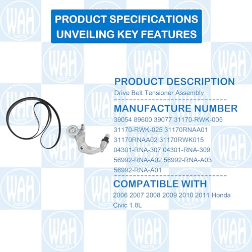 Drive Belt Tensioner Assembly Kit Compatible with Honda