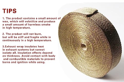 LEDAUT 2"x 100'Titanium Exhaust Heat Wrap For Car & Motorcycle Exhaust Tape With Stainless Ties - size: 2 inches X 100 feet roll