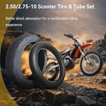 2 Pack 2.50-10 Dirt Bike Tire and Tube Set