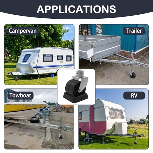 6" Trailer Jack Wheel Replacement with Wheel Chock - 2000lbs Dual Swivel Caster Wheel & Safety Pin, Fits Any Soft Ground Roll Trailer Tongue Jack, Boat, Camper, RV & Jack Replacement Parts - size: Trailer Jack Wheel with Chock