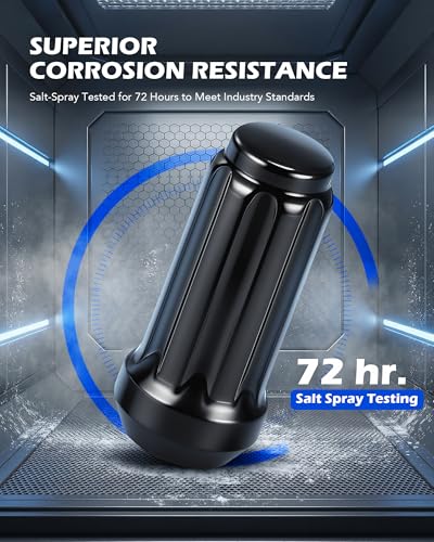 OMT M14x1.5 Lug Nuts with Cone Seat, 24pcs Lug Nuts Set with 1 Socket Key - color: Black, size: M14x1.5, style: 24Pcs Spline Tuner