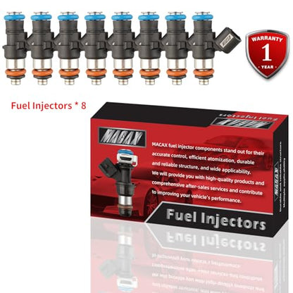 Set of 8 Fuel Injectors 0280158051 12576341 FJ988 Replacement - size: 0280158051