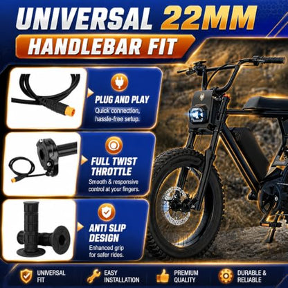 Full Twist Throttle for Macfox, Surron Throttle Grip for HappyRun Qlife - color: Black