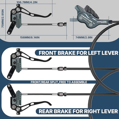 RACEDUEL IIIPRO PEERAGE4 4-Piston MTB Hydraulic Disc Brake Set - color: Sliver