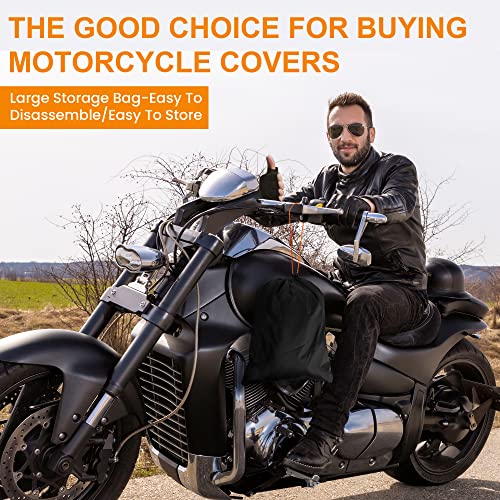 Motorcycle Cover Heavy Duty,Motorcycle Cover 420D,Sun,Waterproof Outdoor Protection,with License Plate Window, 4 Reflective Strips,Lock-Holes Storage Bag(M 78" x 35" x 43") - size: M(78" x 35" x 43")