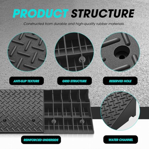 DNA Motoring 7.7" Rise Rubber Curb Ramp Heavy Duty Loading Driveway Ramp Threshold Ramp 39" W x 19.7" D x 7.7" H for Loading Dock, Warehouse, Motorcycles, Cars, TOOLS-00654 - style: 7.7 in