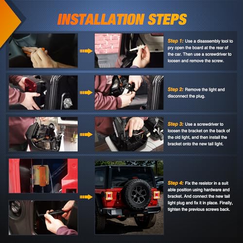 Nilight JL Tail Light LED Smoked Lens DOT APPROVED for 2018-2026 Wrangler - color: JL 2018-2026 Tail Light
