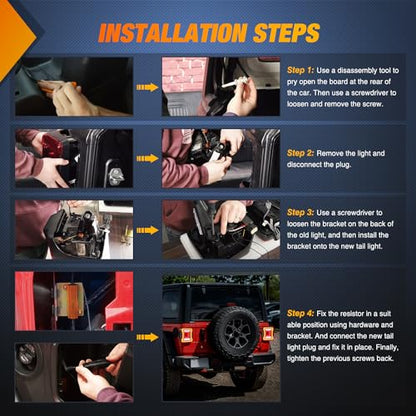 Nilight JL Tail Light LED Smoked Lens DOT APPROVED for 2018-2026 Wrangler - color: JL 2018-2026 Tail Light