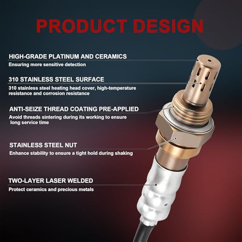 4PCS Oxygen O2 Sensor Upstream Downstream 234-4587 for Jeep Liberty Grand Cherokee Wrangler JK Chry 300 Dodge Dokota Charger Challenger Grand Caravan Journey Durango 3.7L Ram 1500 2001-2023 250-24253