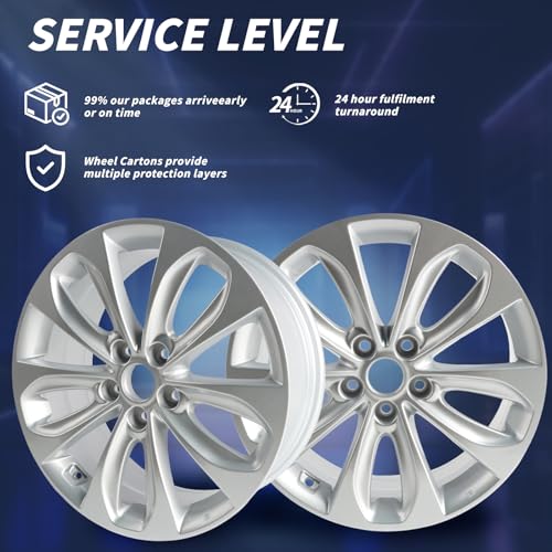 New Single 18x7.5 Inch 18 Inch 18" Premium Aluminum Alloy Wheel Rim Fits for Hyundai Sonata 2011 2012 2013, 529103Q350, OE Direct Fit Replacement Rims, 560-70804A, Silver