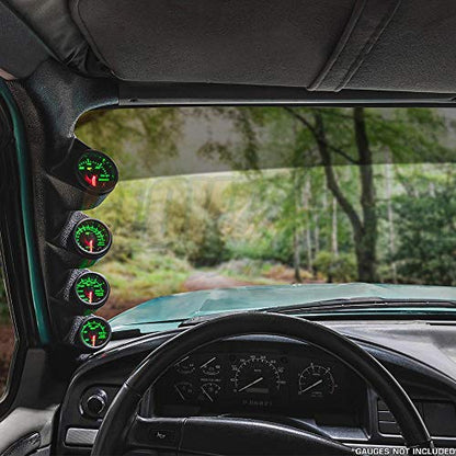 GlowShift Black Quad Pillar Gauge Pod Fits Ford F-Series 1992-1997
