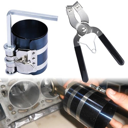 Piston Ring Compressor Tool, Car Engine Piston Ring Installer Removal Kit