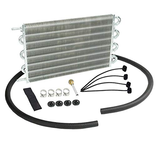 MAGQOO 8 Row Tube and Fin Transmission Cooler High Performance Aluminium Oil Cooler Kit w/ 10" Radiator Cooling Fan Universal - size: 8 Row Cooler w/ 10" cooling fan