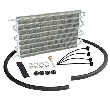 MAGQOO 8 Row Tube and Fin Transmission Cooler High Performance Aluminium Oil Cooler Kit w/ 10" Radiator Cooling Fan Universal - size: 8 Row Cooler w/ 10" cooling fan
