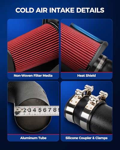KAX 3" Cold Air Intake Kit + Heat Shield for Jeep Wrangler JK 2007-2011 - size: 3"-10554
