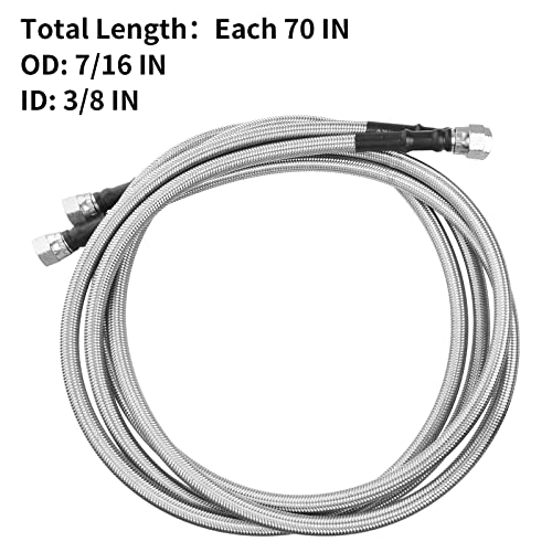 MuHize 70" 6AN Transmission Cooler Line Stainless Steel Braided for GM - size: 70 Inch