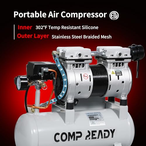 2 Gallon Portable Air Compressor 0.75HP 1.7 CFM@90PSI 60dB Ultra Quiet Oil Free Air Compressor Ideal for Tire Inflation Pneumatic Tool Spray Painting
