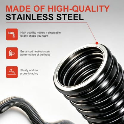 48" Stainless Steel Radiator Flexible Coolant Water Hose Kit - color: Black, size: 48 Inch