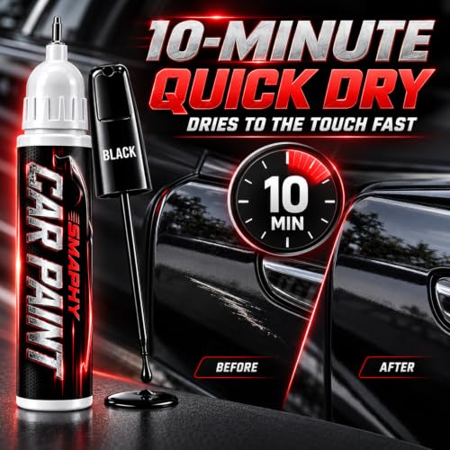 Black Car Touch Up Paint Pen, Scratch Remover & Repair for Auto & Rims - color: Black