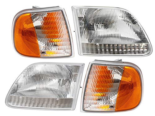 APA Replacement Headlights with Corner Park Lamp for 1997-2004 F150 F250 1997-2002 Expedition Combo Set 4 Piece - color: 1997-2004 F-150 F-250 1997-2002 Expedition Combo