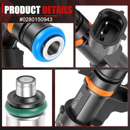 0280158007 Fuel Injectors Set of 6 Compatible with 2012-2021 NV1500 4.0L - color: F-0280158007