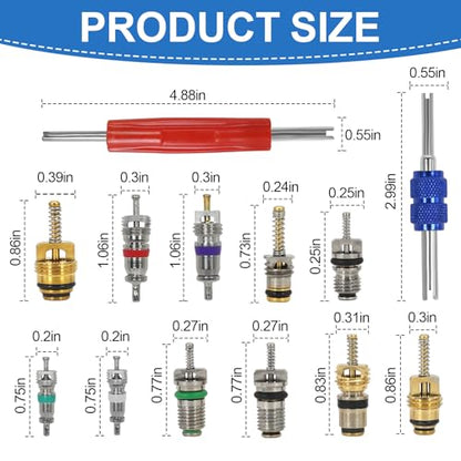 102Pcs Auto Air Conditioning Valve Core Accessories Kit