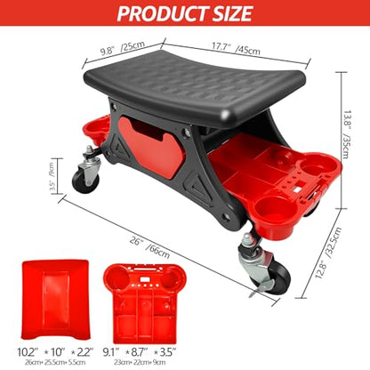 Mechanic Stool, Garage Stool, 300 LBS Capacity Heavy Duty