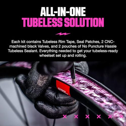 Muc-Off Ultimate Tubeless Setup Kit, XC/Trail, 25mm Tape, 44mm Valve - style: X-country