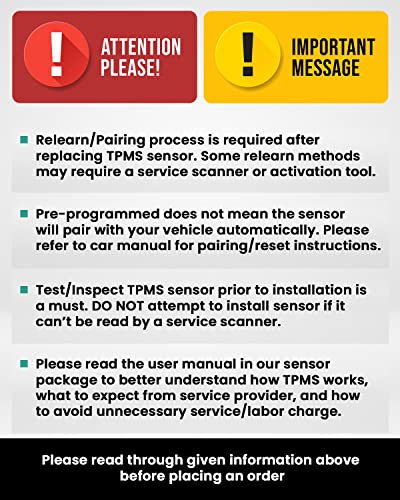 MORESENSOR Signature Series 315MHz TPMS Tire Pressure Sensor 4-Pack | Preprogrammed for Select 80+ American Brand Models | Replacement for F2GZ-1A189-A HC3Z-1A189-A | Clamp-in | NX-S079-4