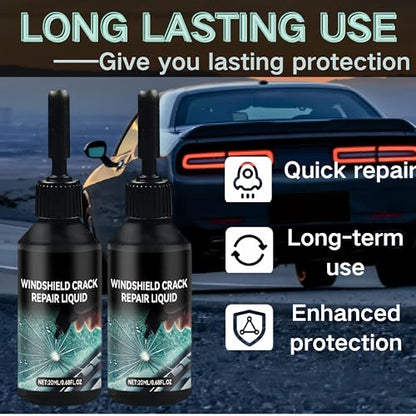 Windshield Crack Repair Kit, 2026 New Premium Windshield Repair Kit, Quick Glass Repair Liquid, for Windshields, Windows, Mirrors and All Glass Crack Types（2pcs）