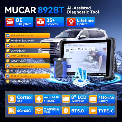 MUCAR 892BT Full System AI Bidirectional Scan Tool, Free Lifetime Updates