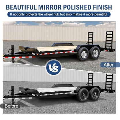 hightall 16 Wheel Simulators, Stainless Steel Trailer Hubcaps,Polished Surface,Bolts On Wheel Cover Set Compatible with Single Wheel Tandem Trailer 16In 8Lug 7 Oval Hh Dotliner - size: 16"For Single Wheel Tandem Trailer 16In 8Lug 7Oval