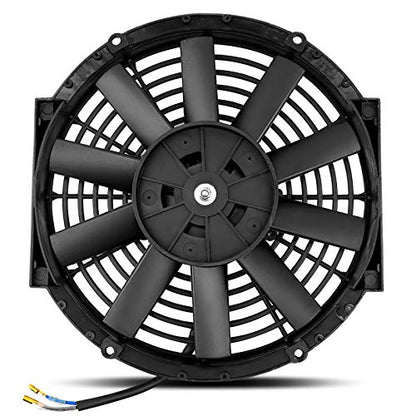 MONOKING 2PCS 10" inch Slim Fan Push Pull Electric Radiator Cooling Fans 12V Mount Kit Unversal Black Universal High Performance Reversible Radiator Fan with Mounting Kit 1350 CFM 6.67 Amps 80 Watts - size: 10 Inch-2PCS